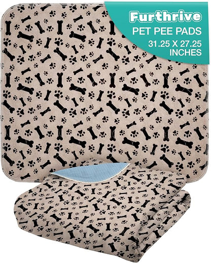 Furthrive Washable Pee Pads for Dogs with Pheromone Attraction, Reusable Puppy Pads, Waterproof Non-Slip Training Pad, 31.25 × 27.25 in, Pet-Friendly for Crates, Apartments, Puppy Supplies (One Unit)