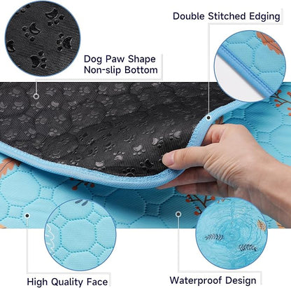 Sunheir 2 Pack Washable Guinea Pig Pee Pads, 24" x 48" Waterproof Reusable Guinea Pig Cage Liners, Absorbent Bedding Training Mat for Small Animal Guinea Pigs Rabbit Bunny Hamster - Sky Blue