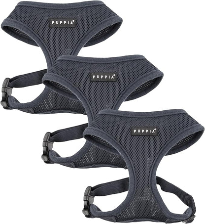 Authentic Puppia Soft Harness, Grey, Small (Pack of 3)
