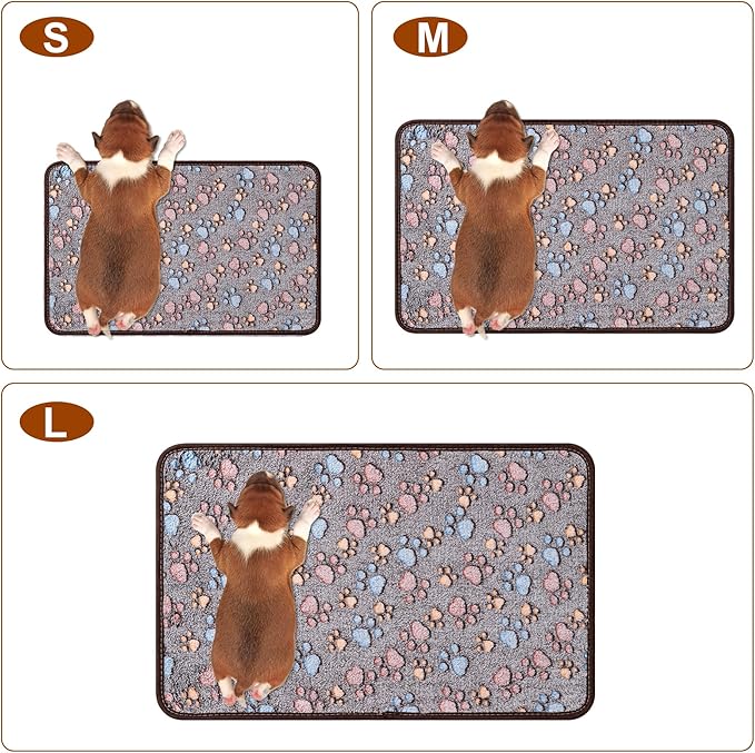 1 Pack 3 Blankets Super Soft Fluffy Premium Fleece Pet Blanket Flannel Paw Printed Throw for Dog Puppy Cat (Small 23x16'', Dark Coffee, Brown, Purple)