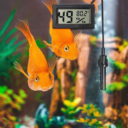 Weewooday Mini Digital Temperature Humidity Meters Gauge with Probe Gauge LCD Fahrenheit Display Thermometer Hygrometer for Incubator Reptile Plant Greenhouse Chicken Coop Garden(Black, 6 Pieces)