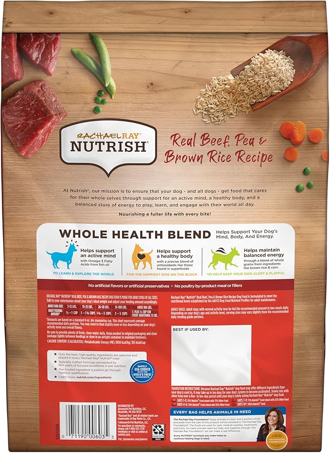 Rachael Ray Nutrish Dry Dog Food, Real Beef, 6 Pounds | Premium Natural | Added Vitamins & Minerals | Brown Rice Recipe | Pack of 2