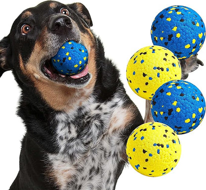 Kimee Dog Balls Tennis Ball Toys Dog Toys for Aggressive Chewers Durable Teething Chew Toys Water Toy Fetch Ball for Large Medium Small Dog and Puppies (4 Balls)