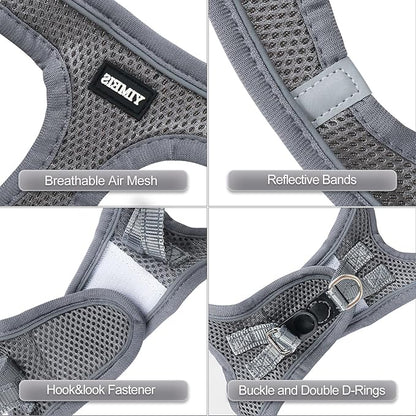 YIMEIS Dog Harness and Leash Set, No Pull Soft Mesh Pet Harness, Reflective Adjustable Puppy Vest for Small Medium Large Dogs, Cats (Gray, Small (Pack of 1)