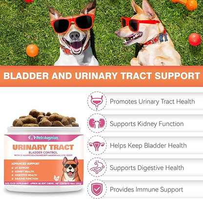 Dog Urinary Tract Supplement & Natural UTI Medicine Cranberry & D-Mannose -Kidney+Bladder Support - Best Prevention Incontinence & Bladder Stones-Cranberry Supplement - 150 Chews