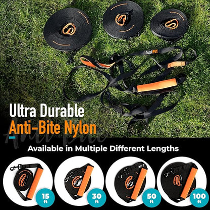 15ft Long Leash for Dogs - Long Line Dog Leash for Training Recall/Commands at Distance - Nylon, Heavy Duty - Ideal for Large & Small Breeds