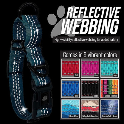 Leash Boss Martingale Collar for Dogs | Reflective Nylon Dog Collar for Large Dogs, Medium and Small Dogs | No Pull Pet Training Collar | Quick Release Buckle, Adjustable Pet Collar