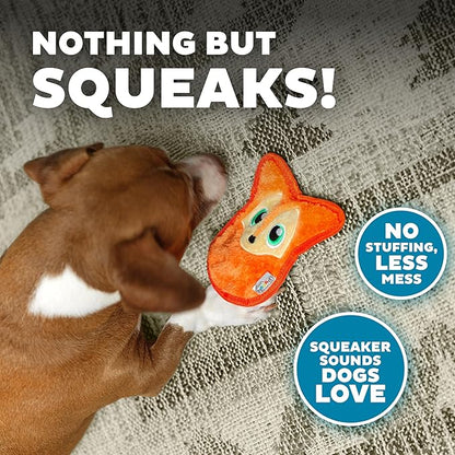 Outward Hound Durablez Minis – Squeaky Plush Dog Toy, No Stuffing for Less Mess, Interactive & Tough, Jumbo Squeaker, Puppies & Small Dogs, Fox, 6.3"