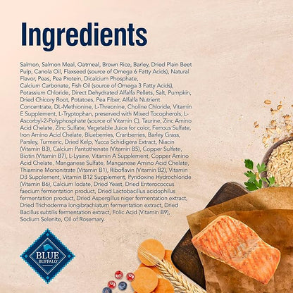 Blue Buffalo True Solutions Skin & Coat Care Natural Dry Dog Food for Adult Dogs, Salmon, 11-lb. Bag