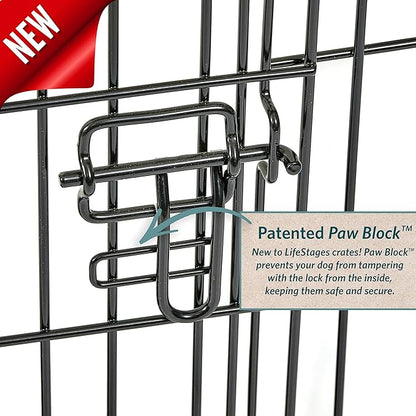 MidWest Homes for Pets 24-Inch LifeStages Crate for Small Breeds, 12-20 lbs, Single Door Folding Dog Crate with Divider Panel, Leak-Proof Tray & Secure Latch, Heavy-Duty & Easy to Assemble