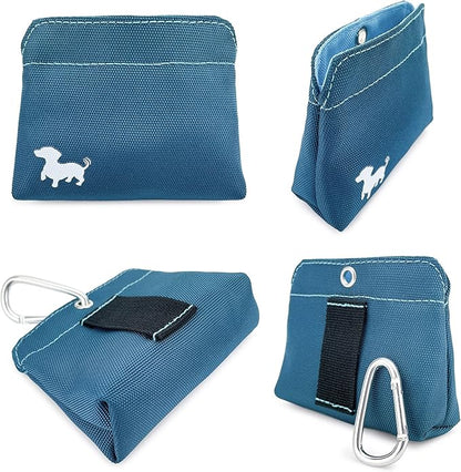 Small Dog Treat Pouch – Slim Magnetic Pocket Dog Treat Bag for Walking & Training – Discreet Clip On Treat Pouch for Leash, Waistband or Pocket – Mess Free Storage (Turquoise)