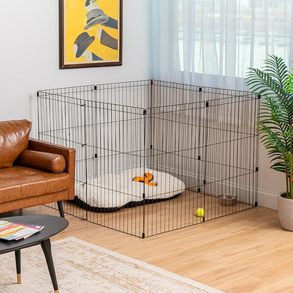 IRIS USA 36" 8-Panel Metal Pet Dog Puppy Playpen, Indoor/Outdoor Dog Fence, 58 x 58 x 36, Foldable, Customizable, Black
