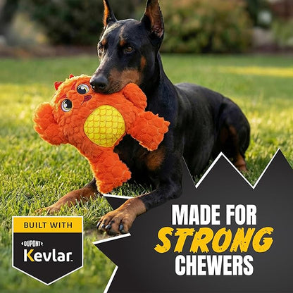 Bite Force Dog Toy - Large Durable & Strong Plush Orange Monster Dog Toy, Kevlar-Reinforced for Aggressive Chewers