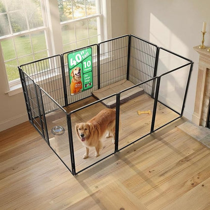 FXW AuraSpace Pro Acrylic & Wire Mesh Indoor Dog Playpen, 40" Height 10 Panels Metal Dog Pen for Medium and Large Dogs, Black│Patented