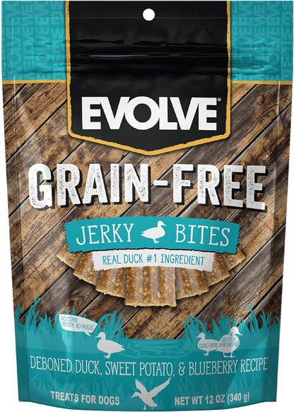 Evolve Grain Free Duck, Pea and Blueberry Jerky Bites Dog Treats