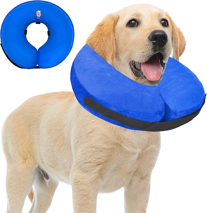 Inflatable Dog Cone Collar After Surgery, Soft Dog Neck Donut Collar, Blow up Donut E-Collar for Small Medium Large Dogs and Cats, Dogs Recovery Cone Alternative
