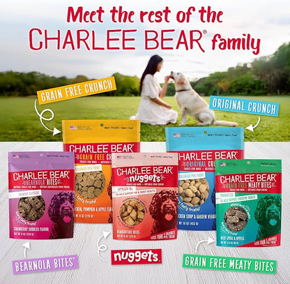 Charlee Bear Crunch Grain Free Dog Treats, Peanut Butter and Banana, 8 Ounce Resealable Bag, Low Calorie Training Treats for Dogs, Limited Ingredient, Healthy, Crunchy Dog Snacks, Made in USA