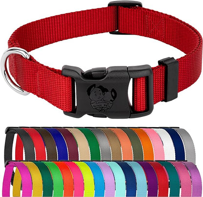 Country Brook Petz - Everyday Nylon Dog Collar for Large, Medium, and Small Dogs and Puppies - for Everyday Use in 10+ Warm Colors (3XS, 3/8 Inch Wide, Red)