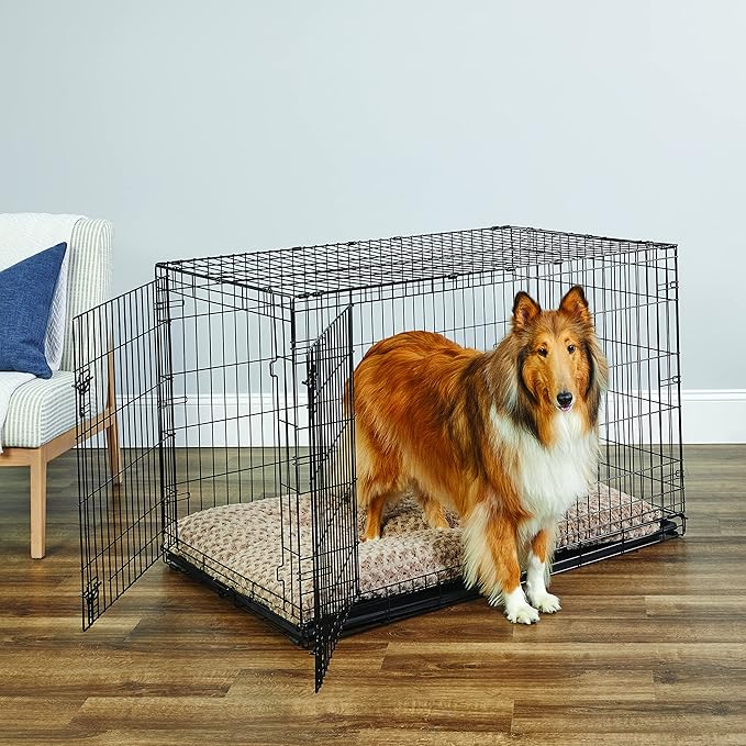 Midwest Homes for Pets 48-Inch New World Crate for Extra-Large Breeds, 90-110 lbs, Double Door Folding Dog Crate, Leak-Proof Tray & Secure Latches, Portable, Durable & Easy to Assemble