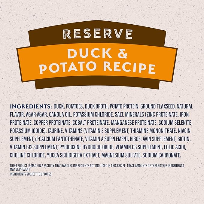 Natural Balance Limited Ingredient Adult Grain-Free Wet Canned Dog Food, Reserve Duck & Potato Recipe, 13.2 Ounce (Pack of 12)