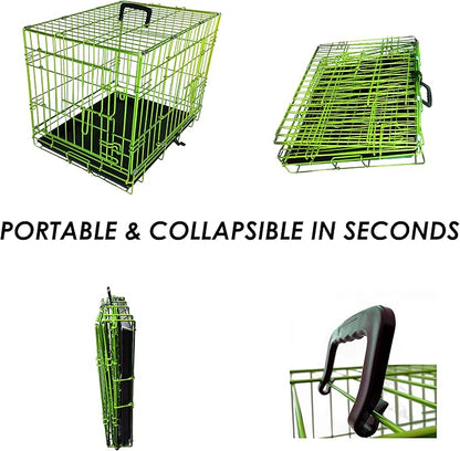 PET Expressions Luxury Colorful 24 Inch Foldable Dog Crate with 2 Doors | Free Training Ebook and Pet Calming Music | 3 Colors & 3