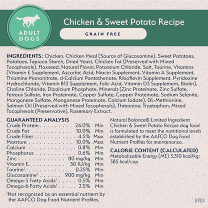 Natural Balance Limited Ingredient Adult Grain-Free Dry Dog Food, Chicken & Sweet Potato Recipe, 4 Pound (Pack of 1)