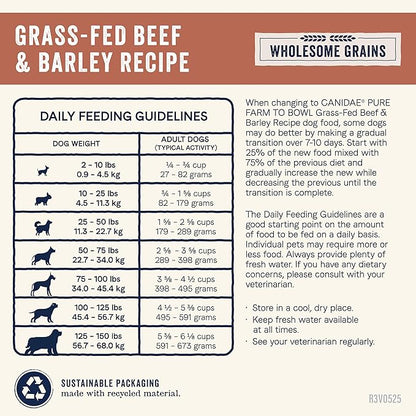 Canidae Pure Farm to Bowl Grass-Fed Beef & Barley Dry Dog Food, Adult, 22lb