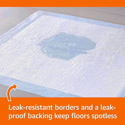 Amazon Basics Scented Dog and Puppy Pee Pads, 5-Layer Leak-Proof Super Absorbent, Quick-Dry Surface for Potty Training, Regular Size 22 x 22 inches, Blue & White, 30 Count