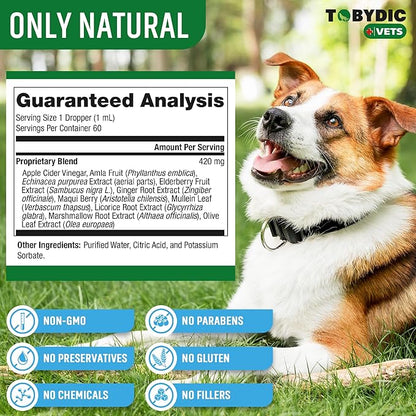Tobydic Dry & Wet Kennel Cough Natural Relief for Dogs and Cats - Herbal Treatment Support Helps to Soothe Throat & Respiratory Trachea Comfort Supplement for Pets - Made in USA
