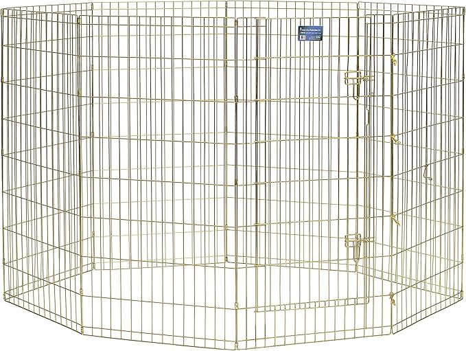 MidWest Homes for Pets 48-Inch Exercise Pen, for Indoor and Outdoor Use, 16 Sq Feet of Play, Single Door Folding Dog Pen, with Large Door Opening & Secure Latch, Easy to Set Up, Foldable Dog Playpen
