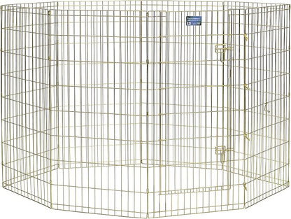 MidWest Homes for Pets 48-Inch Exercise Pen, for Indoor and Outdoor Use, 16 Sq Feet of Play, Single Door Folding Dog Pen, with Large Door Opening & Secure Latch, Easy to Set Up, Foldable Dog Playpen