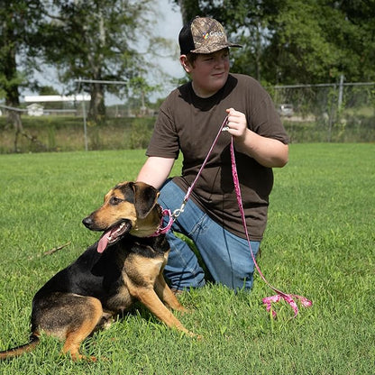 Country Brook Design - Pink Bone Camo Martingale Dog Collar and Leash - Camouflage Collection Featuring Rugged Designs (1/2 Inch, 2XS)