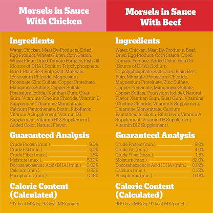 Pedigree Puppy Food Morsels in Sauce, Wet Dog Food Pouches Variety Pack, 3.5 oz. Pouches, 18 Count (Pack of 2)