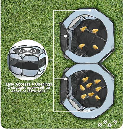 Pet Playpen Pop up Small Pet Cage Enclosure Tent Chick Run Brooder Coop Foldable Kennel for Kitten Ferret Puppy Guinea Pig Rabbit Hamster Chinchillas(No Divider, Unified Space)