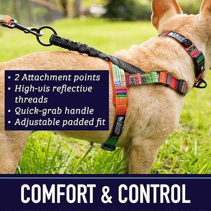 Leash Boss No Pull Dog Harness, Easy Walk for Small, Medium, and Large Pets, Reflective with Rear and Front Clip Attachment (Wave Pattern, Small)