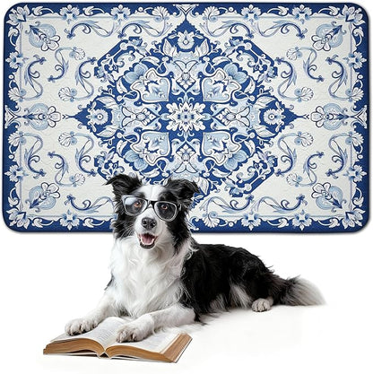 FXW Washable Pee Pads for Dogs, Leak-Proof & Non-Slip, Specifically Designed for FXW Rollick/Homeplus 24inch 6 Panels Dog Playpen, 39" x 63" Rectangle, Mandala Blue, 1 Pack