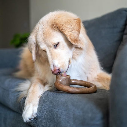Lumabone Ring Stuffer Durable Chew Toy for Aggressive Chewers, Real Beef, Made in USA, Small