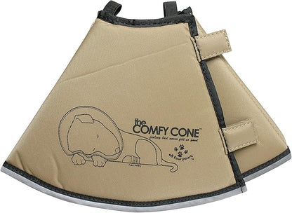 All Four Paws Comfy Cone Pet Cone for Dogs, Cats, Small-Long, Tan - Comfortable Soft Dog Cone Collar Alternative for After Surgery, Wound Care, Spay, Neuter - Dog and Cat Recovery Elizabethan-Collar