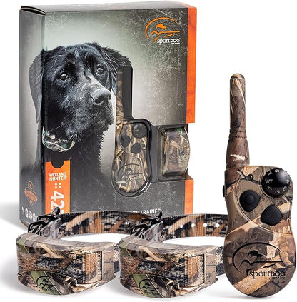 SportDOG WetlandHunter 425X Remote Trainer - Reliable Off-Leash Control - Rechargeable - Waterproof DryTek Technology - Adjustable Training Collar - Camouflage - 500-Yard Range, 2 Collars