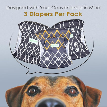 wegreeco Washable Male Dog Belly Band (Stylish Pattern)- Pack of 3 - Washable Male Dog Belly Wrap, Dog Diapers Male (Black Geometric, X-Large)