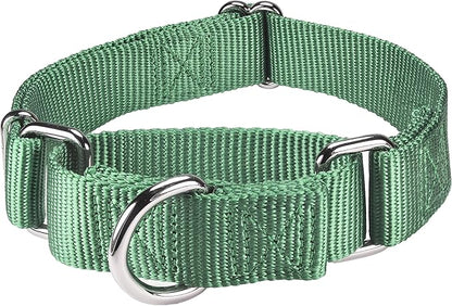 Mikivery Martingale Dog Collar Nylon Adjustable and Safety Training Colourful Comfortable Metal Buckle Pet Collars for Small Medium and Large Dogs(Emerald,M)