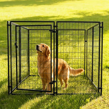 ALEKO Steel Dog Kennel Playpen | Indoor Outdoor Pen for Small/Medium/Large Puppy/Dog | 5'x5'x4' Large Galvanized Steel Kennel| Anti-Rust | Portable Travel Pet Kennel |(Black DK5X5X4SQ)