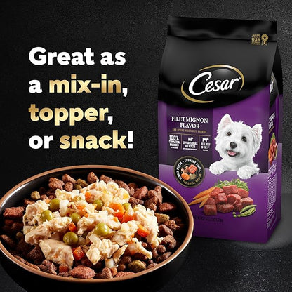 Cesar Simply Crafted Adult Wet Dog Food Toppers for Dry Food, Chicken, Carrots, Potatoes & Peas, 1.3 oz Tubs, 10 Count
