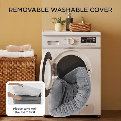 Bedsure Orthopedic Dog Bed Medium Size Dogs - Washable Medium Dog Cat Bed Waterproof, Comfort Pet Couch Sofa with Washable Removable Cover, Pets Bed with Nonskid Bottom, Ivory, 28"