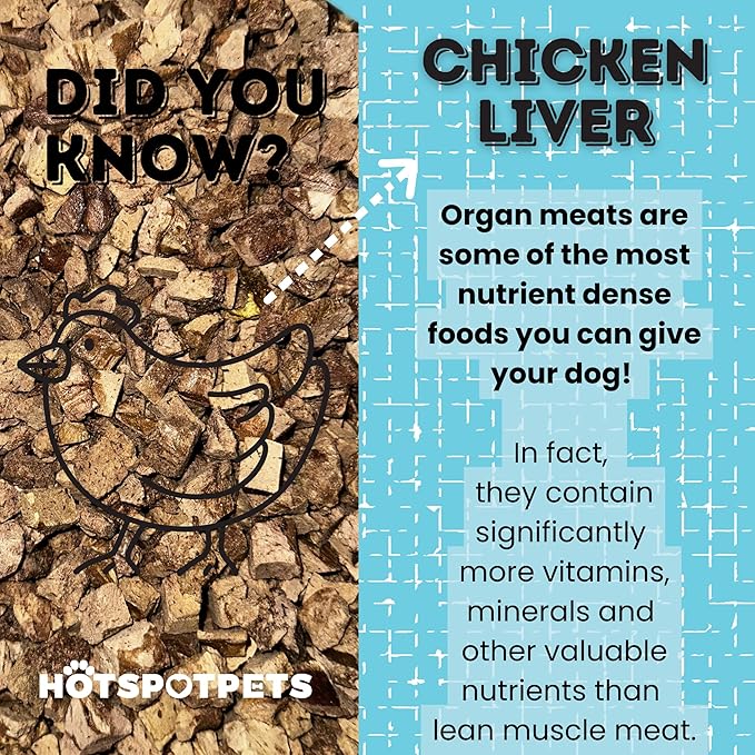 hotspot pets Freeze Dried Chicken Liver Treats for Cats & Dogs -1LB Big Bag~300pcs -Made in USA- Single Ingredient All Natural, Grain-Free - Perfect for Training, Food Topper or Snack
