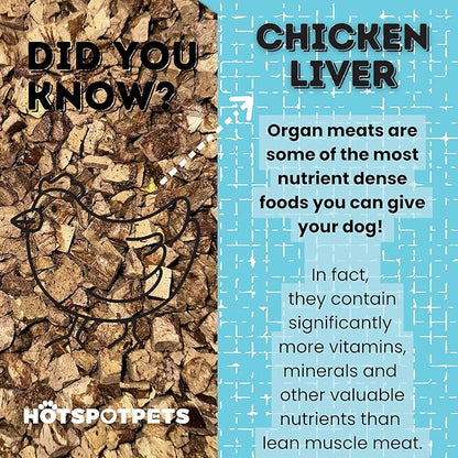 hotspot pets Freeze Dried Chicken Liver Treats for Cats & Dogs -1LB Big Bag~300pcs -Made in USA- Single Ingredient All Natural, Grain-Free - Perfect for Training, Food Topper or Snack