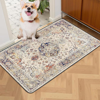 SCLOSE Washable Pee Pad for Dogs, 32" x 24" Reusable Puppy Pads Waterproof Dog Rugs, Super Absorbent, Leakproof, Dog Crate Pad, Playpen Mat, Whelping Pads, Vintage Medallion
