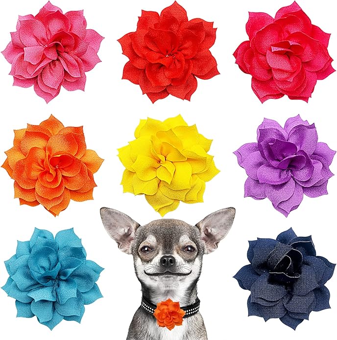 PET SHOW Small Dog Collar Charms Bowties for Cats Rabbits Slide on Puppies Medium Dog Collars Attachment Flower Bows Pet Bowknot Valentines Grooming Costumes Accessories