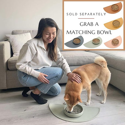 Should We Go - Waterproof Silicone Pet Food Mat - Non-Slip Spill-Proof Feeding Mat for Floors, Raised Edge Design, Easy-to-Clean Rubber Pad for Dog & Cat Bowls, 28" Across x 14" Deep, Large-Charcoal