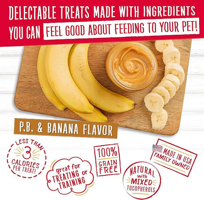 Charlee Bear Crunch Grain Free Dog Treats, Peanut Butter and Banana, 8 Ounce Resealable Bag, Low Calorie Training Treats for Dogs, Limited Ingredient, Healthy, Crunchy Dog Snacks, Made in USA